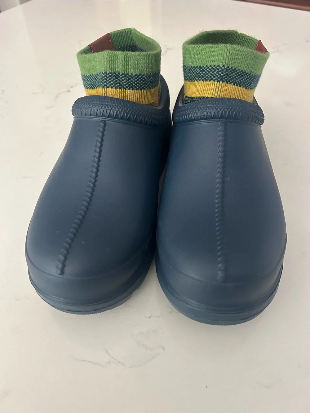 UGG The Elder Statesman Tasman X Green and Yellow Knit Cashmere Sock